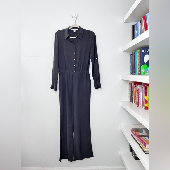 Diane Von Furstenberg Pants - Diane Von Furstenberg black Silk Long Sleeved Jumpsuit